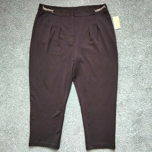 NWT XL Michael Kors Chocolate Brown Knit Pleated Ankle Length Pants NEW